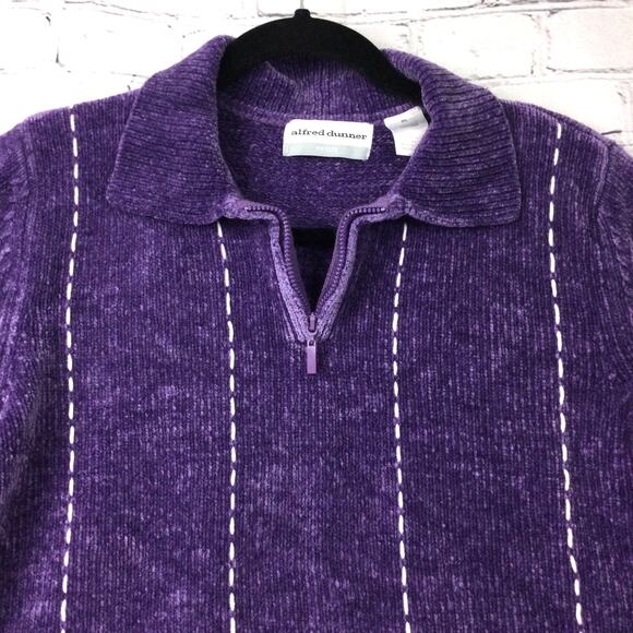Alfred Dunner Women's Petite Grandmacore Embroidered Pullover Purple Sweater PL - Picture 2 of 13